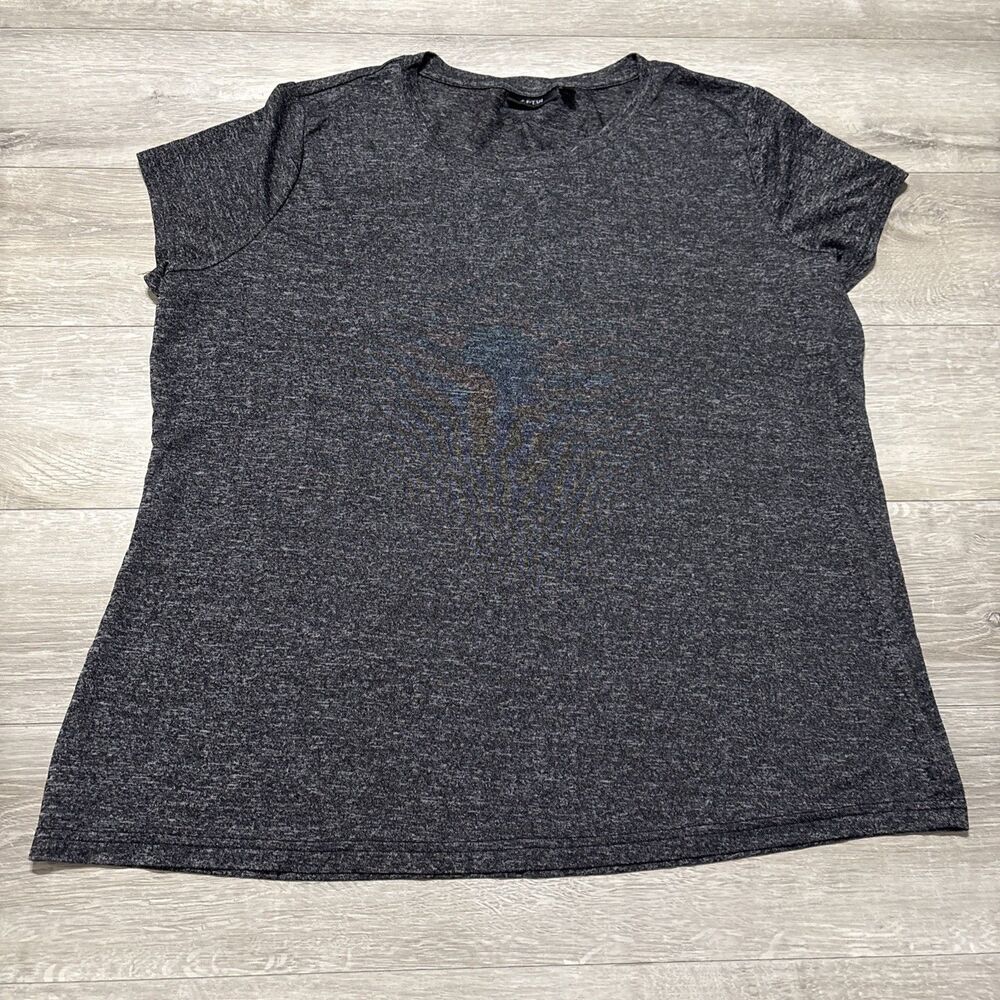 Apt. 9 Kohl's Marled Black Gray Sheer Scoop Neck Short Sleeve Light Top Women XL